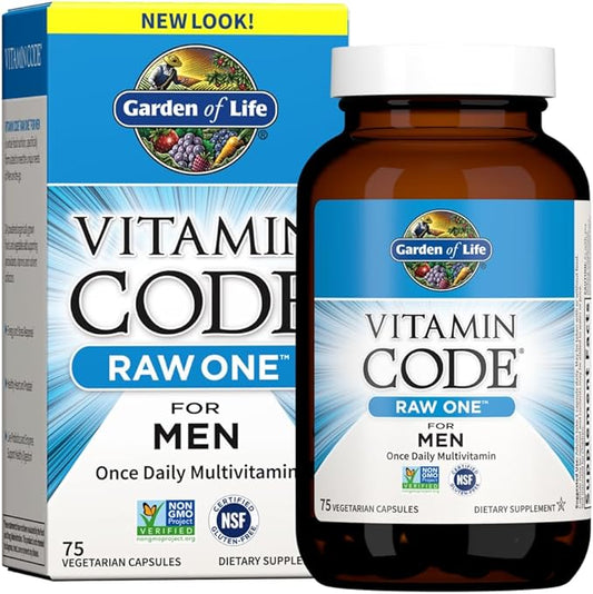 Garden of Life Multivitamin for Men, Vitamin Code Raw One - Once Daily, Vitamins Plus Fruit, Veggies & Probiotics, 75 Count