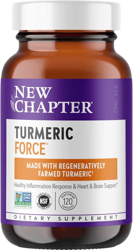 New Chapter Turmeric Supplement, One Daily, Heart, Brain & Healthy Inflammation Support, Supercritical Turmeric Curcumin Means No Black Pepper Needed, Non-GMO, Gluten Free – 120 Count (4 Month Supply)