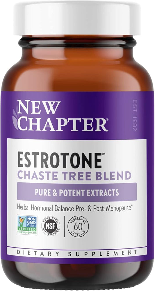 New Chapter Peri-Menopause Supplement - Estrotone Herbal Hormone-Balance Blend with Black Cohosh to Reduce Hot Flashes & Night Sweats - 60 ct Vegetarian Capsule