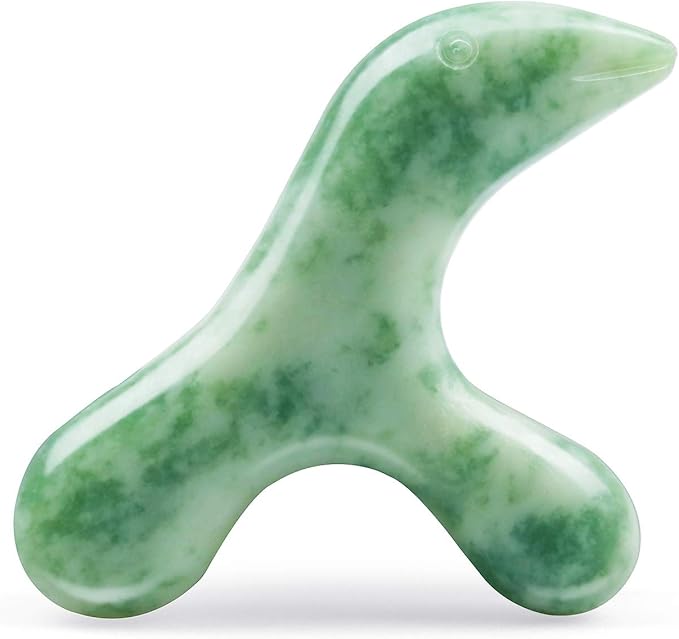 Jade Stone Trigger Point Massage Tool-Deep Tissue Massage- Reflexology Acupressure Massage Tools for Full Body Relaxing Myofascial Release Pain Relief, Real Energy Jade Natural Self-Massage Bar