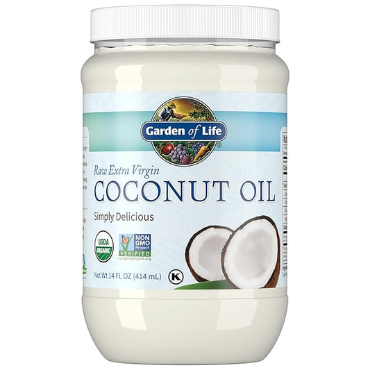 Garden of Life Organic Extra Virgin Coconut Oil - Unrefined Cold Pressed Plant Based Oil for Hair, Skin & Cooking, 14 Fl Oz