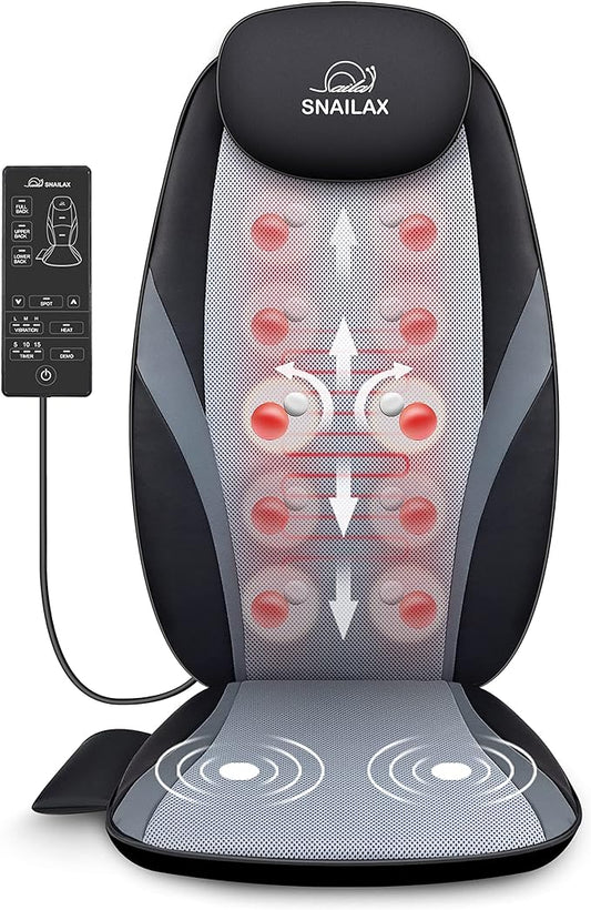 Snailax Shiatsu Massage Cushion with Heat Massage Chair Pad Kneading Back Massager for Home Office Seat use