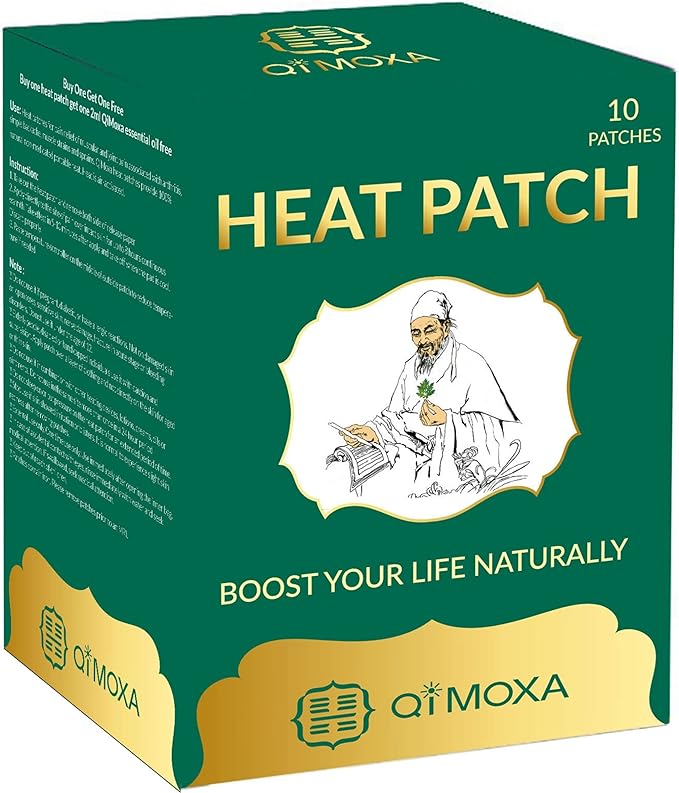 Natural Heat Patch-Neck, Shoulder, Back, Elbow, Joint, Muscle, Cramps-Moxibustion Vital Energy Heating Pads Penetrate Deep-Fast Acting Packs-Long Lasting Patches-10PCS