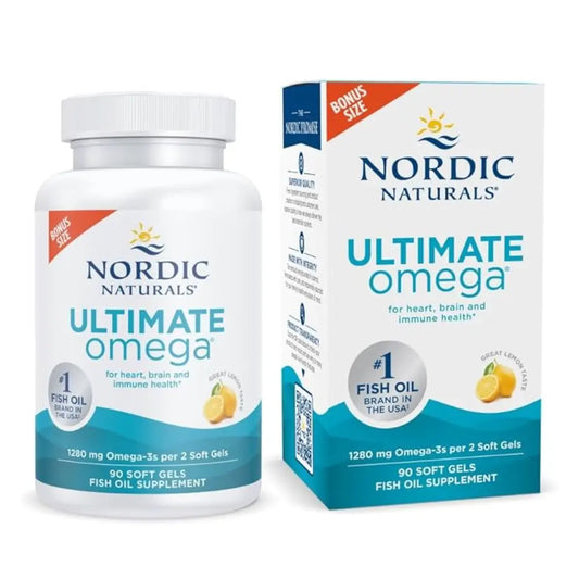 Nordic Naturals Ultimate Omega, Lemon Flavor - 90 Soft Gels - 1280 mg Omega-3 - High-Potency Omega-3 Fish Oil Supplement with EPA & DHA - 45 Servings